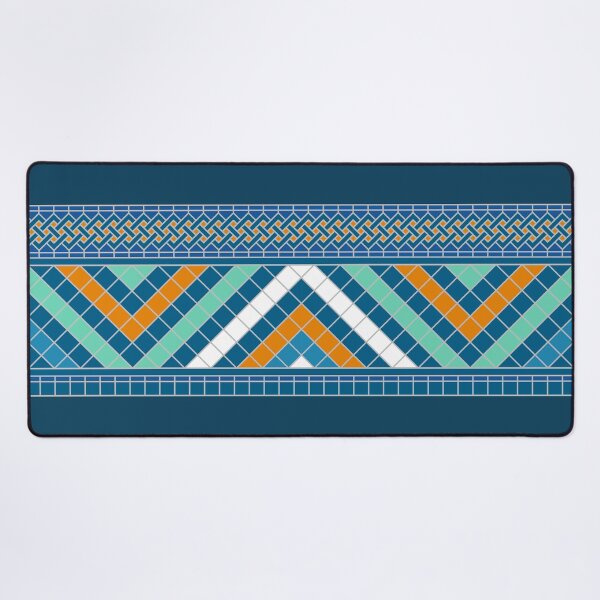Item preview, Retro Amazigh Ribbon – Blue and Orange Geometry designed and sold by Tarjiart.