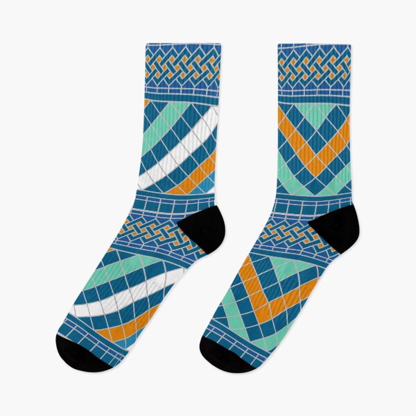Item preview, Retro Amazigh Ribbon – Blue and Orange Geometry designed and sold by Tarjiart.