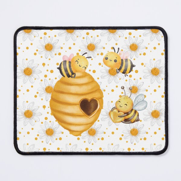 Artikelvorschau, Niedliche Bienen auf Gänseblümchen nahtlose Hintergrund entworfen und verkauft von Fantacaroo Designs.