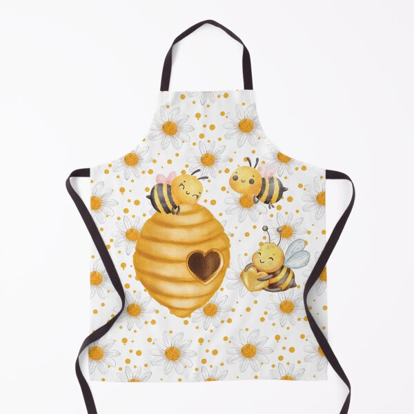 Aperçu de l'œuvre Abeilles mignonnes sur fond transparent de marguerites créée et vendue par Fantacaroo Designs.