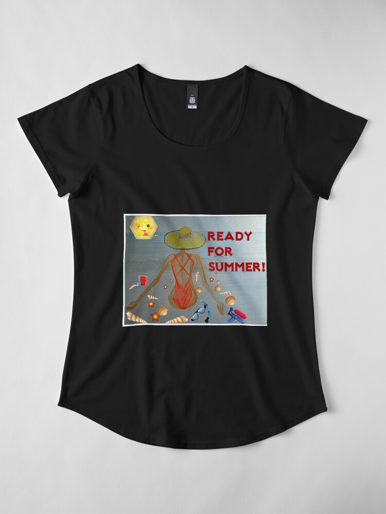 Alternate view of Ready For Summer Swimsuit Illustration Premium Scoop T-Shirt