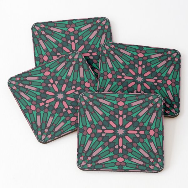 Item preview, Pink and Dark Green – Geometric Symmetry Mosaic designed and sold by Tarjiart.