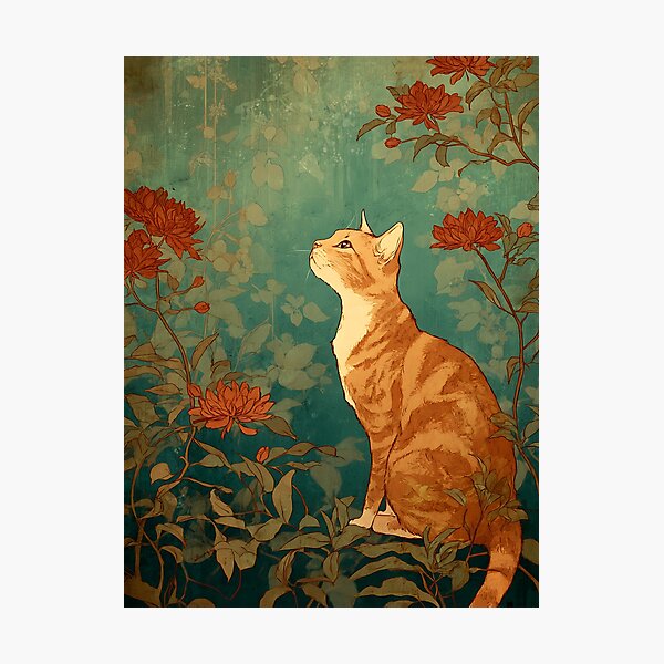 Vista previa del artículo con la obra «Gato japonés», diseñado y vendido por bapupa.