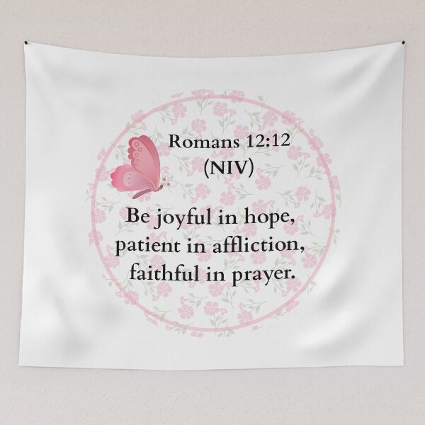 Item preview, Romans 12:12 NIV Be joyful in hope,  patient in affliction,  faithful in prayer. designed and sold by ClickATee Store .