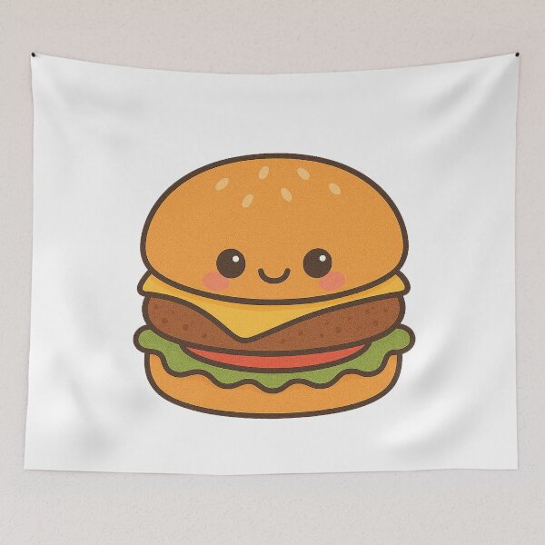 Item preview, Kawaii Hamburger – Cute Fast Food Lover Art designed and sold by k3rstman1.