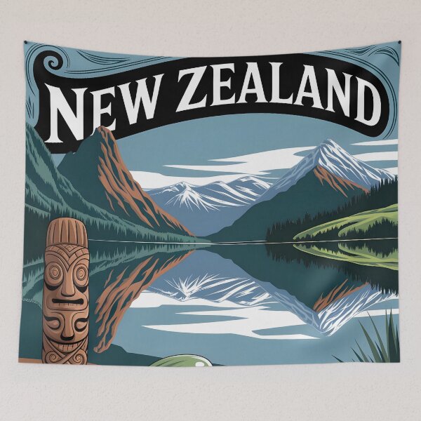 Item preview, New Zealand Travel Poster: Milford Sound, Mt Cook & Hobbiton designed and sold by LSVart.