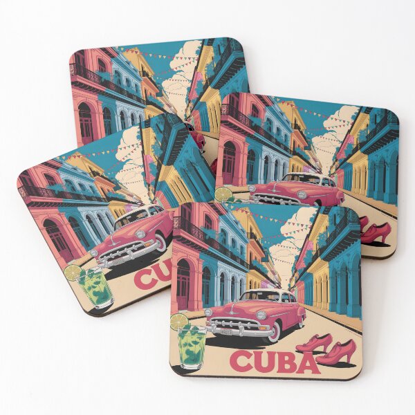 Item preview, Cuba Travel Poster: Retro Havana Streets & Vintage Cars designed and sold by LSVart.