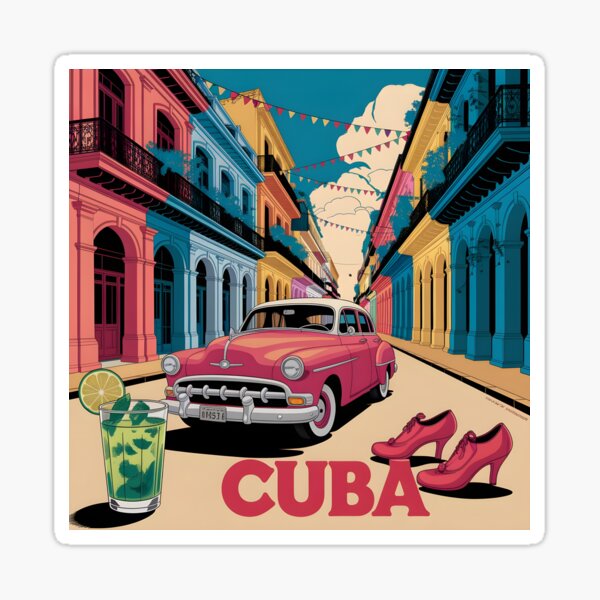 Item preview, Cuba Travel Poster: Retro Havana Streets & Vintage Cars designed and sold by LSV-Art.