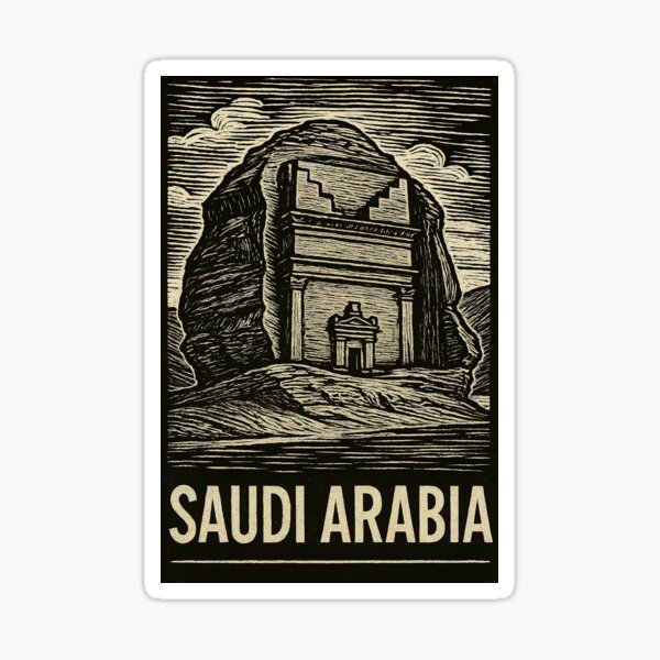Item preview, Saudi Arabia Linocut Style  designed and sold by Thistle-TShop.