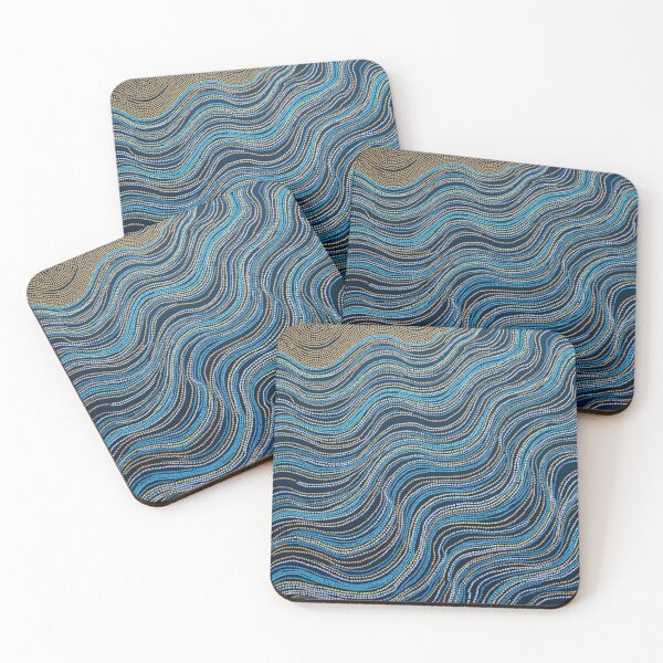 Item preview, Arte de puntos de inspiración aborigen - Abstracto con ondas designed and sold by GrinGalore.