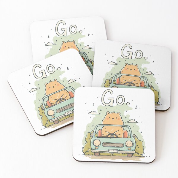 Item preview, Capybara in a Car – "Go!" Motivational Cute Animal Art designed and sold by Moss and Moon Studio.