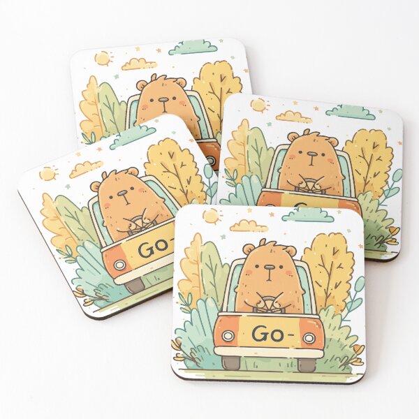Item preview, Capybara in a Car – "Go!" Motivational Cute Animal Art designed and sold by Moss and Moon Studio.