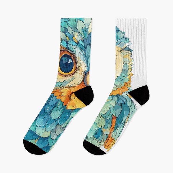 Item preview, Vibrant Blue and Orange Owl Illustration designed and sold by Moss and Moon Studio.