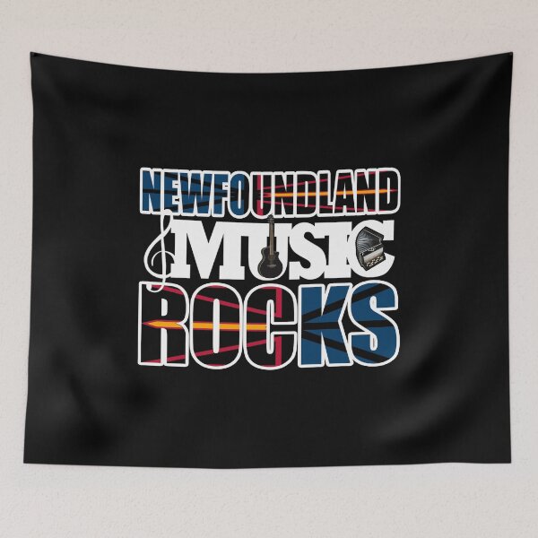 Item preview, NEWFOUNDLAND MUSIC ROCKS DESIGN - ON BLACK designed and sold by JRM Tees & More Store.