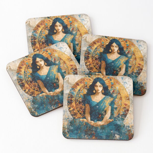 Item preview, majestic goddess Durga in a meditative pose, vibrant colors designed and sold by wonderisland.