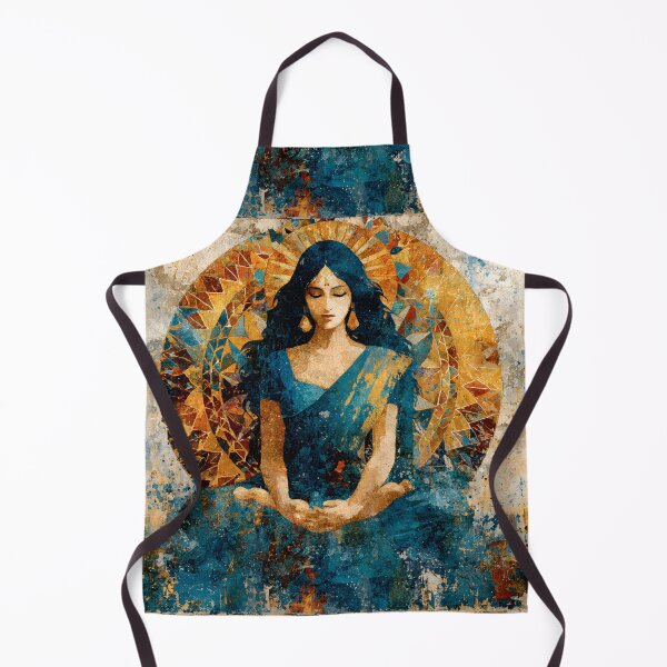 Artikelvorschau, majestätische Göttin Durga in einer meditativen Pose, lebendige Farben entworfen und verkauft von wonderisland.