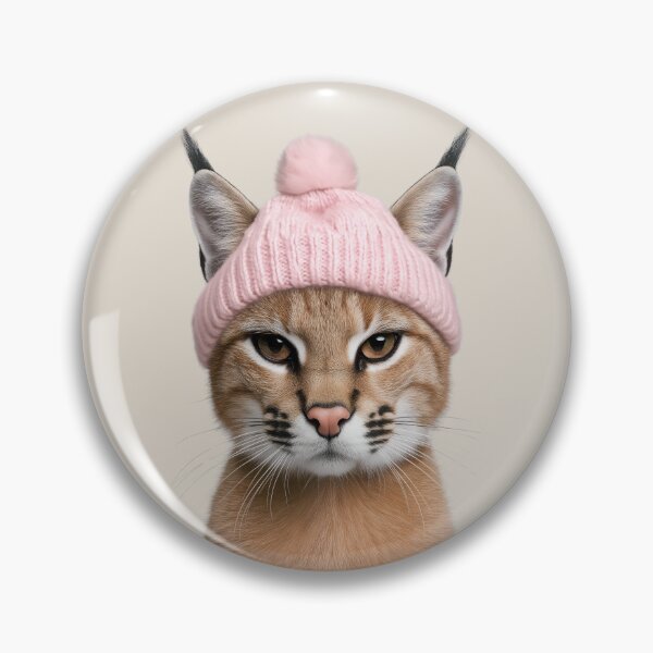 Item preview, Cozy Caracal Wearing Pink Winter Hat Trendy Animal Fashion Artwork designed and sold by LazyOwlStore.