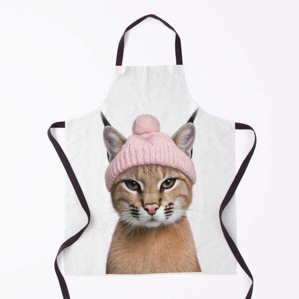 Item preview, Cozy Caracal Wearing Pink Winter Hat Trendy Animal Fashion Artwork designed and sold by LazyOwlStore.