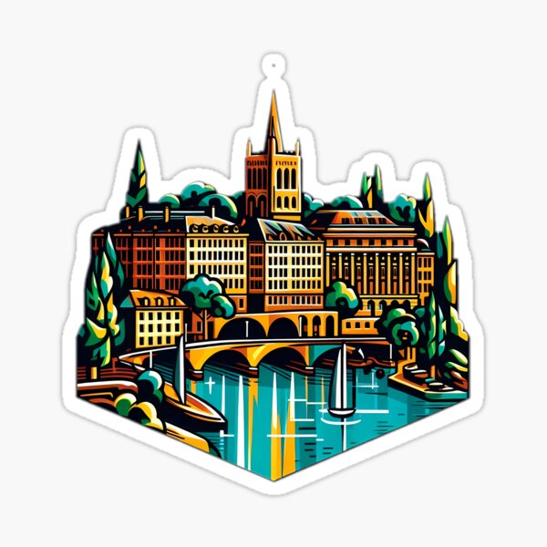 Item preview, A Pop Art Travel Print of Geneva - Switzerland Sticker designed and sold by NCNGDESIGN.