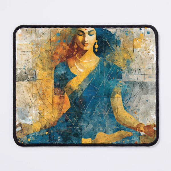 Item preview, majestic goddess Durga in a meditative pose, vibrant colors designed and sold by wonderisland.