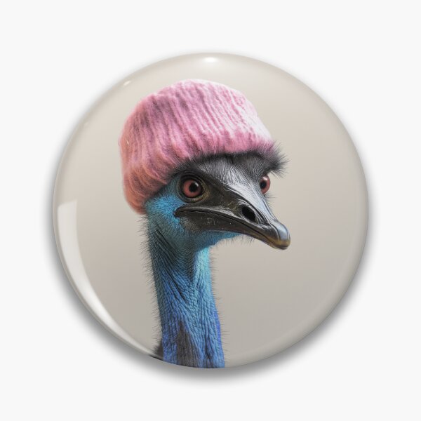Item preview, Cozy Cassowary Wearing Pink Winter Hat Trendy Animal Fashion Artwork designed and sold by LazyOwlStore.
