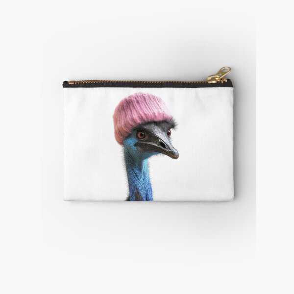 Item preview, Cozy Cassowary Wearing Pink Winter Hat Trendy Animal Fashion Artwork designed and sold by LazyOwlStore.