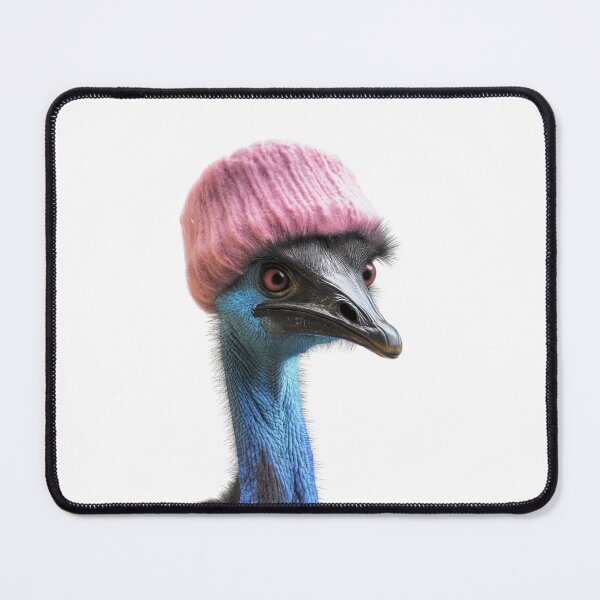 Item preview, Cozy Cassowary Wearing Pink Winter Hat Trendy Animal Fashion Artwork designed and sold by LazyOwlStore.