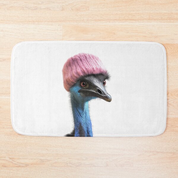 Item preview, Cozy Cassowary Wearing Pink Winter Hat Trendy Animal Fashion Artwork designed and sold by LazyOwlStore.