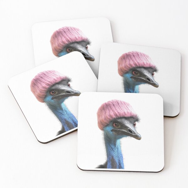 Item preview, Cozy Cassowary Wearing Pink Winter Hat Trendy Animal Fashion Artwork designed and sold by LazyOwlStore.