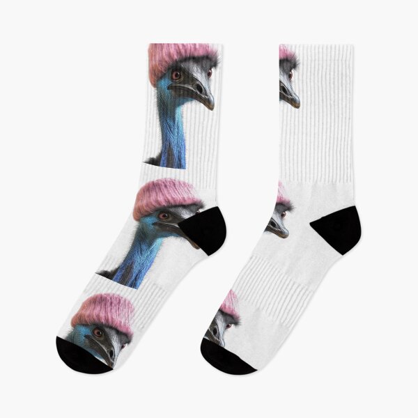 Item preview, Cozy Cassowary Wearing Pink Winter Hat Trendy Animal Fashion Artwork designed and sold by LazyOwlStore.