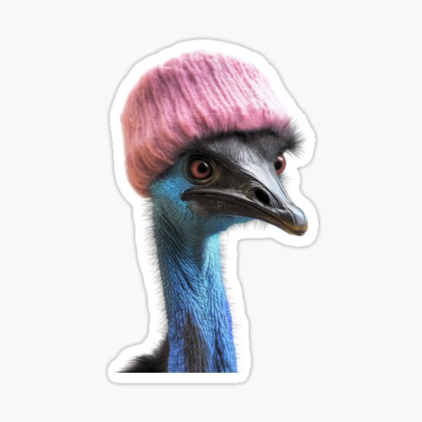 Item preview, Cozy Cassowary Wearing Pink Winter Hat Trendy Animal Fashion Artwork designed and sold by LazyOwlStore.
