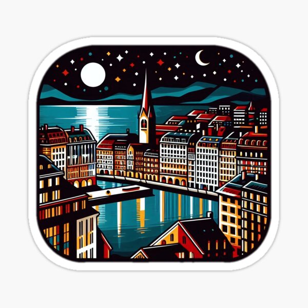 Item preview, A Pop Art Travel Print of Geneva - Switzerland Sticker designed and sold by NCNGDESIGN.