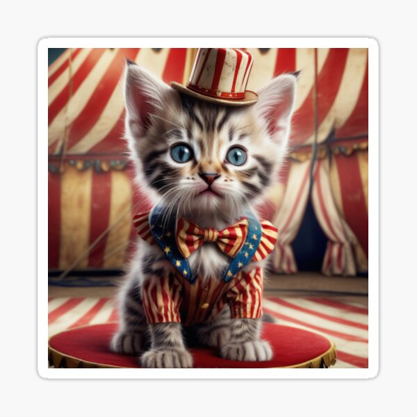 Item preview, Adorable Circus Kitten - Cute Circus Cat - Circus Ringmaster Cat - Circus Ringmaster Kitten designed and sold by Merri-Kitty.