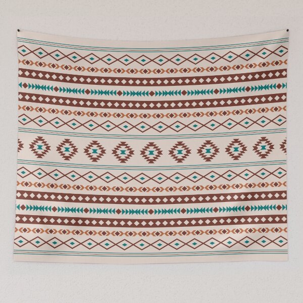 Item preview, Aztec Rusts Teal Cream Mixed Motifs Pattern designed and sold by NataliePaskell.
