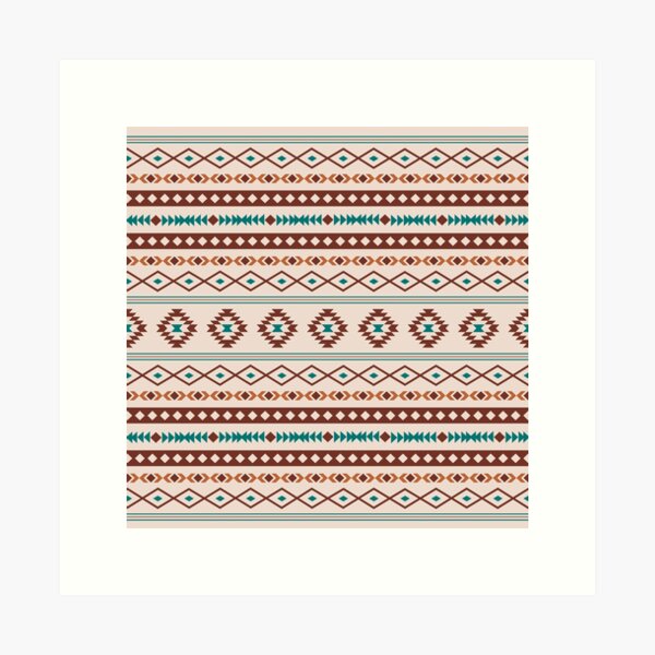 Aperçu de l'œuvre Motif mixte Aztec Rusts Teal Cream créée et vendue par NataliePaskell.