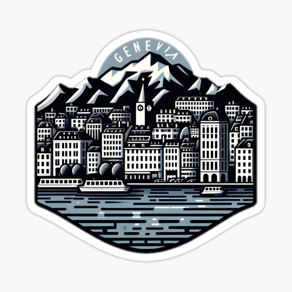 Item preview, A Pop Art Travel Print of Geneva - Switzerland Sticker designed and sold by NCNGDESIGN.