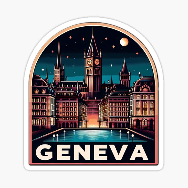 Item preview, A Pop Art Travel Print of Geneva - Switzerland Sticker designed and sold by NCNGDESIGN.
