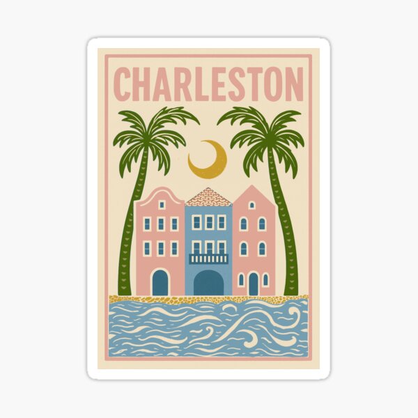 Item preview, Charleston, SC vintage folk art poster designed and sold by Spanish Castles.