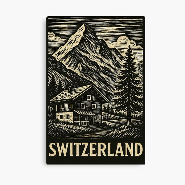 Item preview, Switzerland Linocut Style  designed and sold by Thistle-TShop.