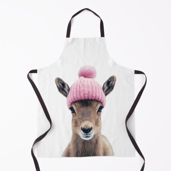 Item preview, Cozy Chamois Wearing Pink Winter Hat Trendy Animal Fashion Artwork designed and sold by LazyOwlStore.