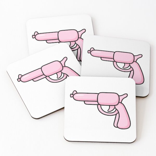 Aperçu de l'œuvre Pistolet Ballon Rose – Illustration Pop Art Drôle d’Arme Gonflable créée et vendue par BeUniqueCo.
