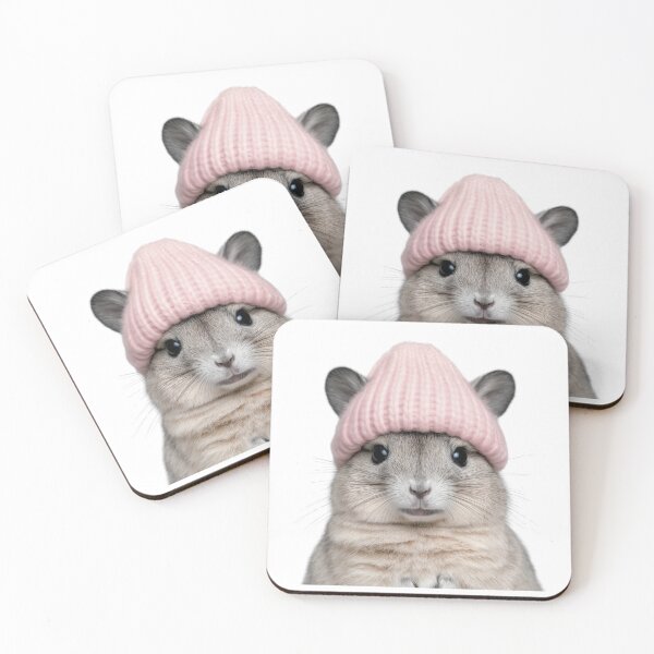 Item preview, Cozy Chinchilla Wearing Pink Winter Hat Trendy Animal Fashion Artwork designed and sold by LazyOwlStore.