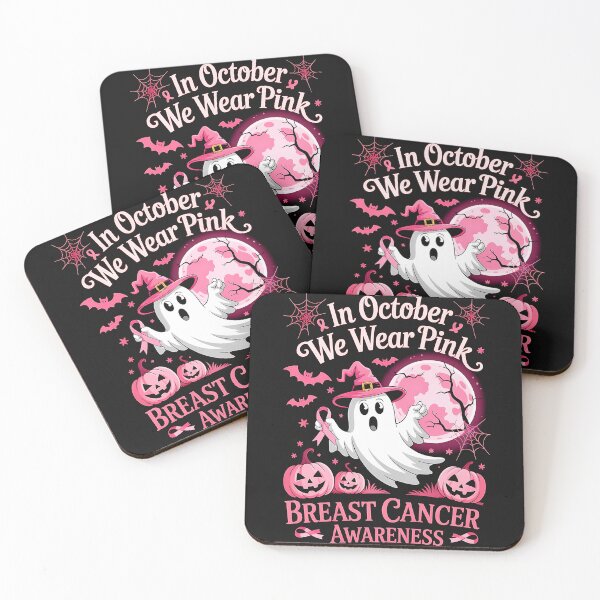 Item preview, In October We Wear Pink Ghost Witch Breast Cancer Awareness designed and sold by TalalosART.