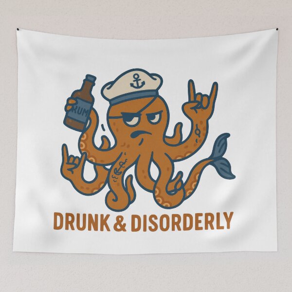 Item preview, Drunk Pirate Octopus – Funny Rum-Loving Sea Rebel Design designed and sold by BeUniqueCo.