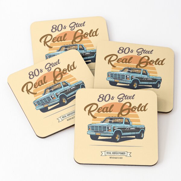 Item preview, 80s Steel Real Gold Classic Truck With Retro Sunset And Horsepower Quote designed and sold by The Sun Brings Light.