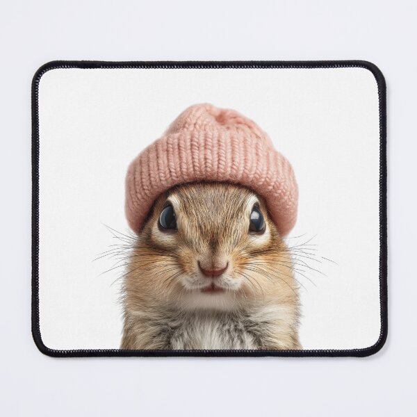 Item preview, Cozy Chipmunk Wearing Pink Winter Hat Trendy Animal Fashion Artwork designed and sold by LazyOwlStore.