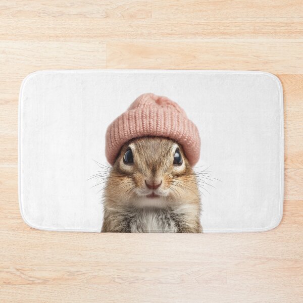 Item preview, Cozy Chipmunk Wearing Pink Winter Hat Trendy Animal Fashion Artwork designed and sold by LazyOwlStore.