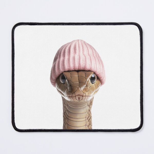 Item preview, Cozy Cobra Snake Wearing Pink Winter Hat Trendy Animal Fashion Artwork designed and sold by LazyOwlStore.