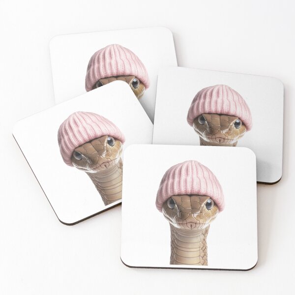 Item preview, Cozy Cobra Snake Wearing Pink Winter Hat Trendy Animal Fashion Artwork designed and sold by LazyOwlStore.
