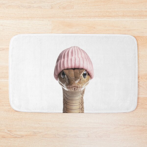 Item preview, Cozy Cobra Snake Wearing Pink Winter Hat Trendy Animal Fashion Artwork designed and sold by LazyOwlStore.